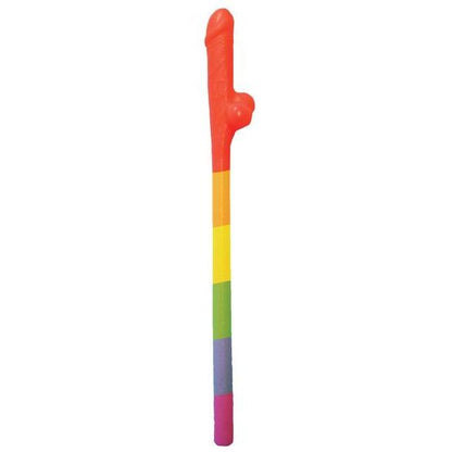 These Rainbow Pecker Straws by Adams Toy Box, with their rainbow-striped handles and red tops shaped like anthropomorphic hands, add a playful touch to any party. Each pack contains 10 colorful straws.