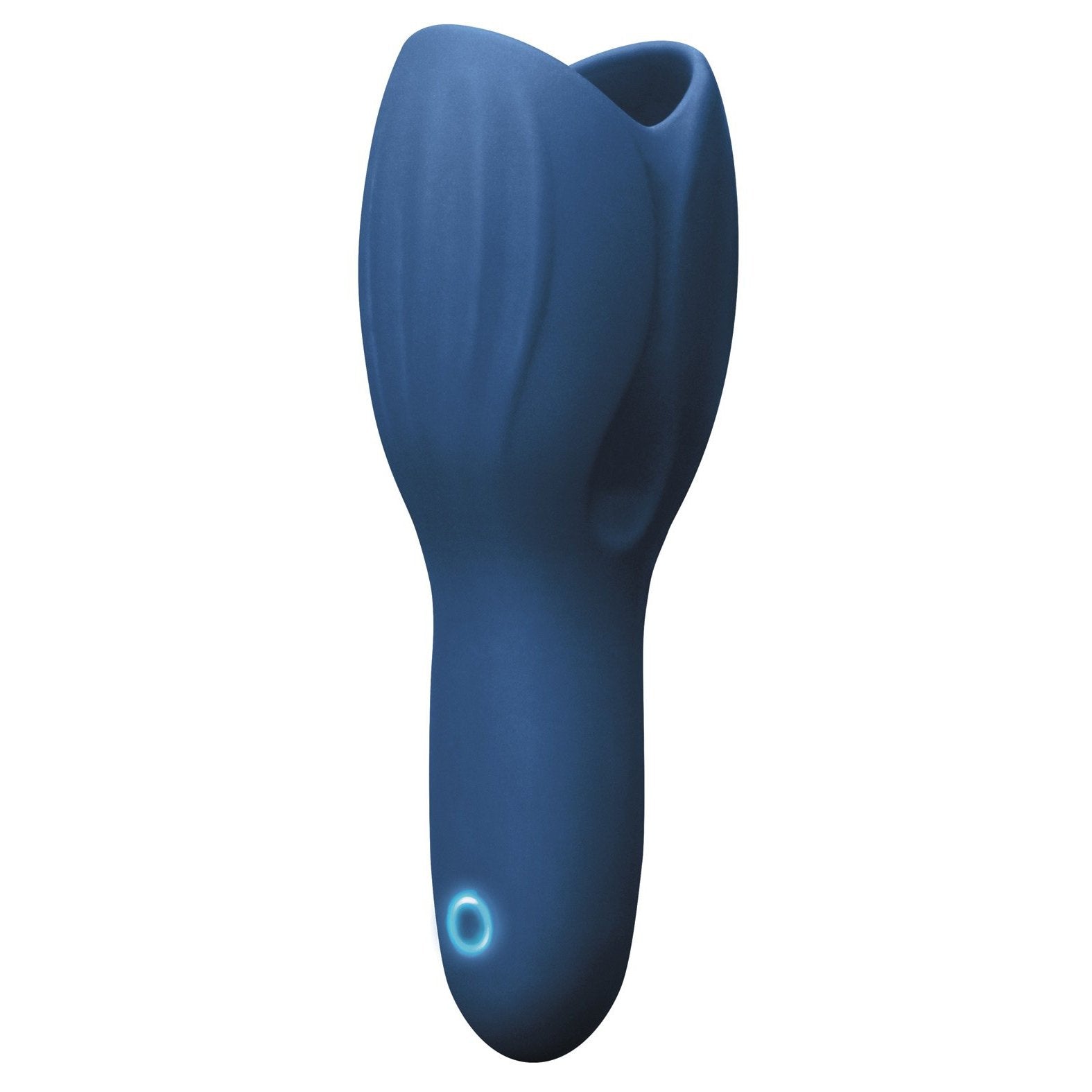 The Renegade Head Unit by NS Novelties is a dark blue, modern silicone VRT adult toy with a textured design and an ergonomic shape. It features a small circular LED light indicator at the base to enhance your experience.