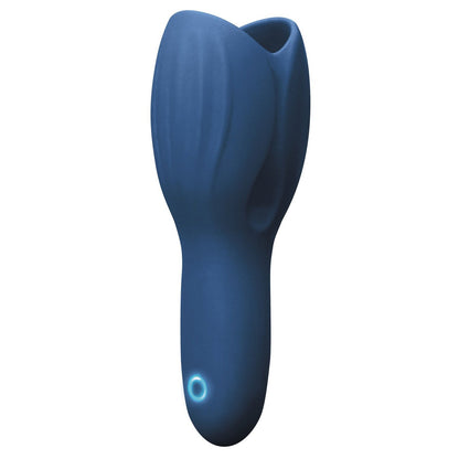 The Renegade Head Unit by NS Novelties is a dark blue, modern silicone VRT adult toy with a textured design and an ergonomic shape. It features a small circular LED light indicator at the base to enhance your experience.