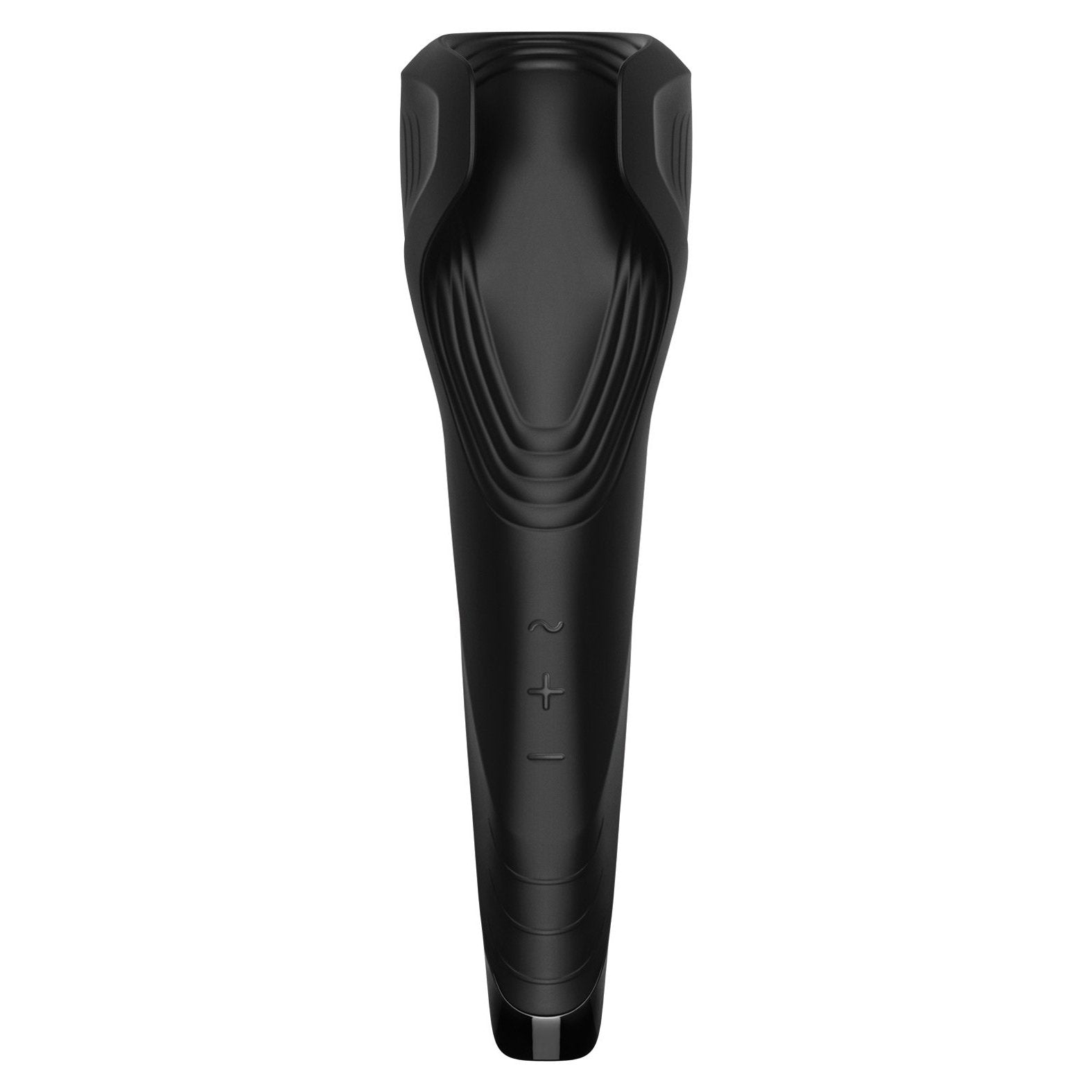 The Satisfyer Men Wand by Adams Toy Box is sleek and black with a modern, minimalistic design. Textured grips and embossed plus/minus symbols allow for easy setting adjustments. Its waterproof build and powerful motor ensure an efficient clean every time.