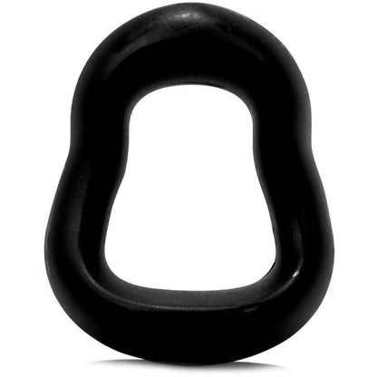 A black, oval-shaped silicone cutout with smooth edges from the Screaming O Swing O Curved collection by Screaming O, resembling a hollow ring or handle, set against a white background.