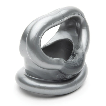 The Sport Fucker Cock Harness, by Sport Fucker, is a metallic gray ring featuring a smooth and rounded open loop design. Made from lightweight TPR material, it offers the flexibility and comfort typical of a ball stretcher.