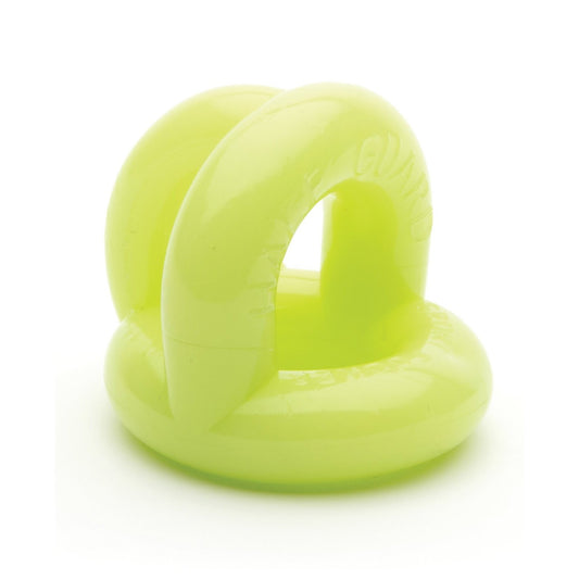 The Sport Fucker Half Guard by Sport Fucker is a lime green rubber toy featuring a round base and two opposing curved loops that create an open center. Made from Flex TPR, its smooth, shiny surface boosts its super stretchy texture, ideal for versatile play.