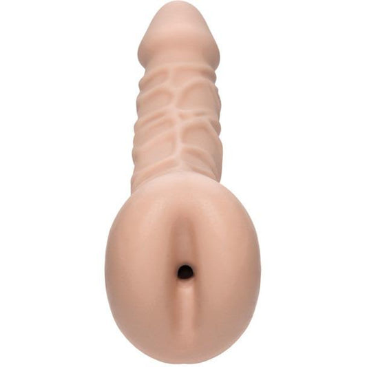 Experience unmatched realism with Pipedreams The Mangina Masturbator & Dildo Combo. This double-ended silicone toy features a phallic shape on one side and a mangina imitation on the other, both with intense textures for incredible sensation. Crafted in UR3 material for ultimate pleasure.