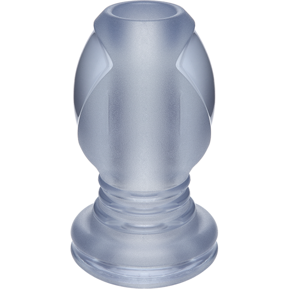 The TitanMen The Hollow by TitanMen is a transparent silicone stopper with a rounded top and flat base, featuring a smooth, frosted finish crafted from Sil-A-Gel material.