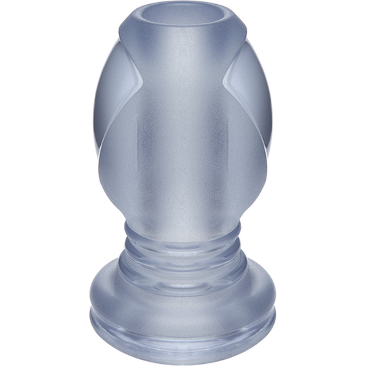 The TitanMen The Hollow by TitanMen is a transparent silicone stopper with a rounded top and flat base, featuring a smooth, frosted finish crafted from Sil-A-Gel material.