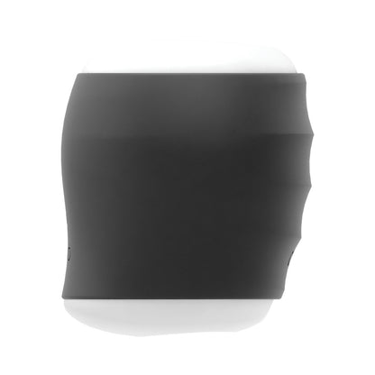 The VeDO Grip Rechargeable Vibrating Sleeve features a sleek, modern design with a black, curved exterior surrounding a white core.