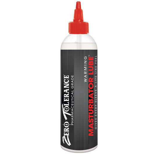 Zero Tolerance Warming Masturbator Lube offers a premium experience with its advanced water-based formula, red cap, and sleek black packaging.